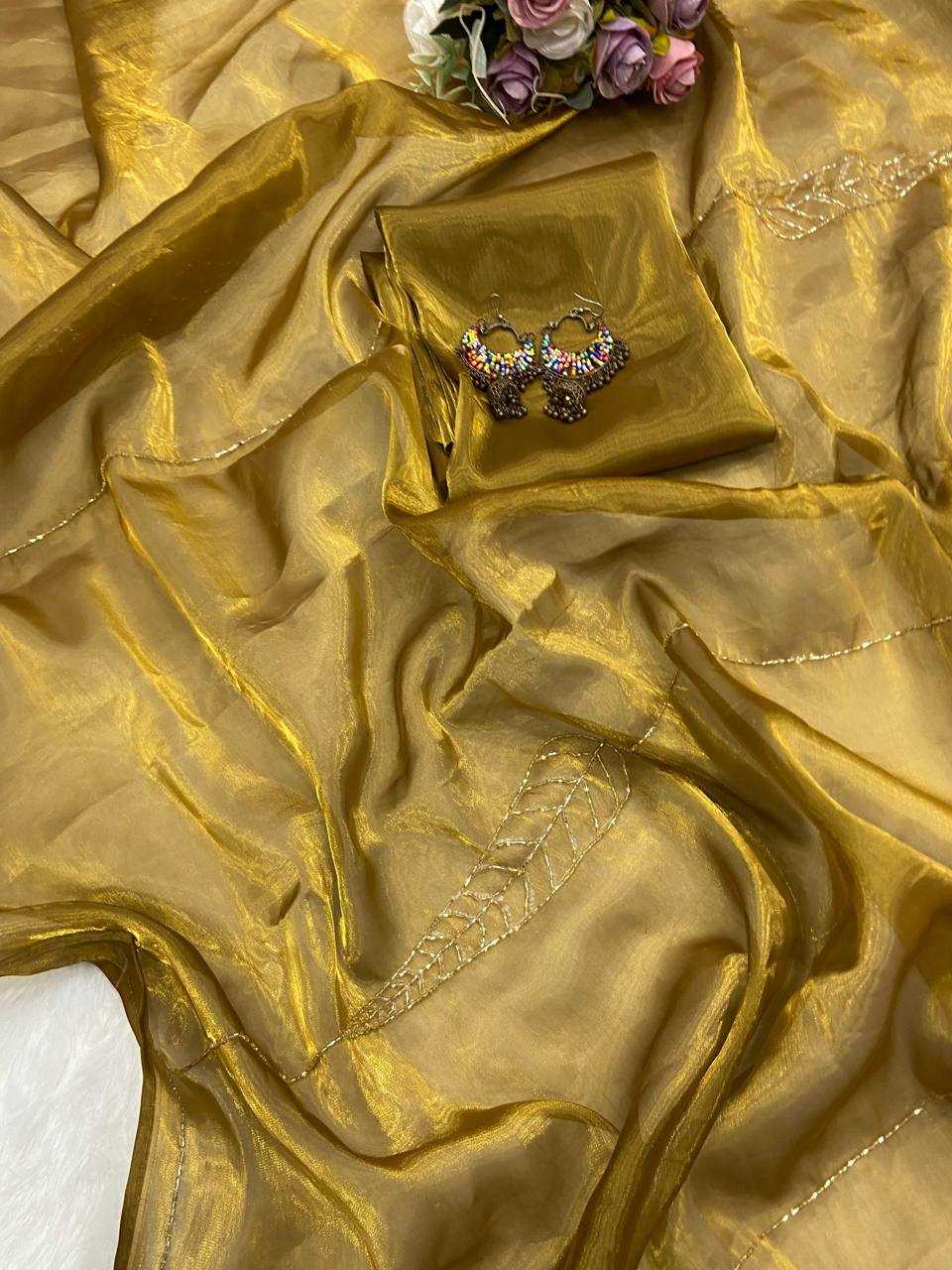 YNF JIMMY CHOO KESH250 RGF11 SAREES WHOLESALE JIMMY CHOO GOLDEN PARTY WEAR HAND WORK SAREES MANUFACTURER