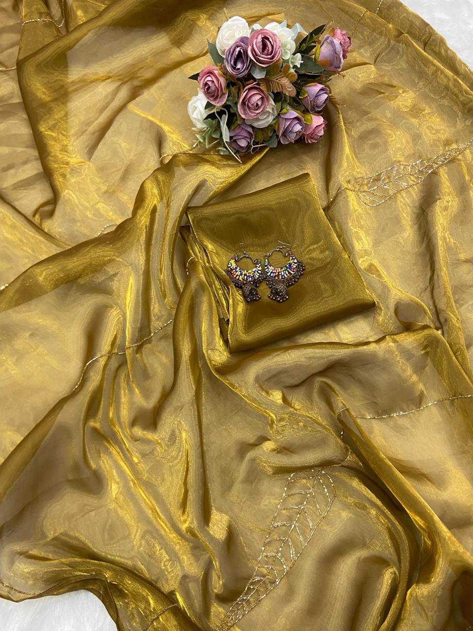 YNF JIMMY CHOO KESH250 RGF11 SAREES WHOLESALE JIMMY CHOO GOLDEN PARTY WEAR HAND WORK SAREES MANUFACTURER