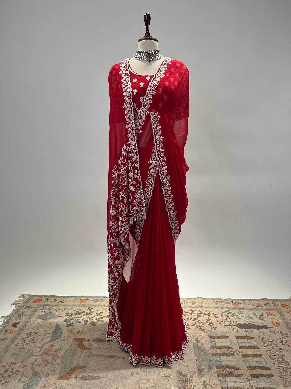 YNF JIMMY CHOO RIN134 314 WHOLESALE JIMMY CHOO FANCY RED SAREE MANUFACTURE