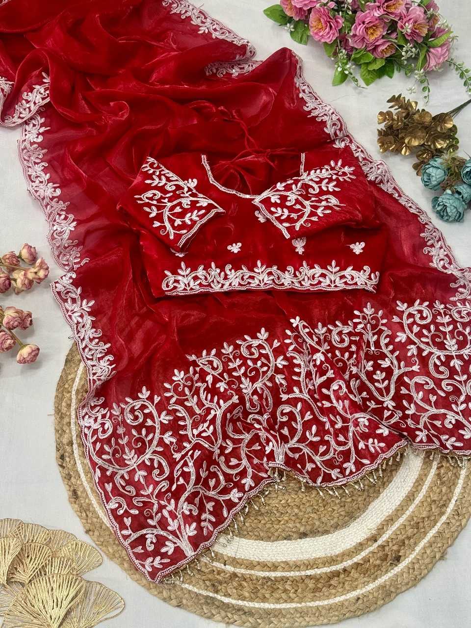 YNF JIMMY CHOO RIN134 314 WHOLESALE JIMMY CHOO FANCY RED SAREE MANUFACTURE