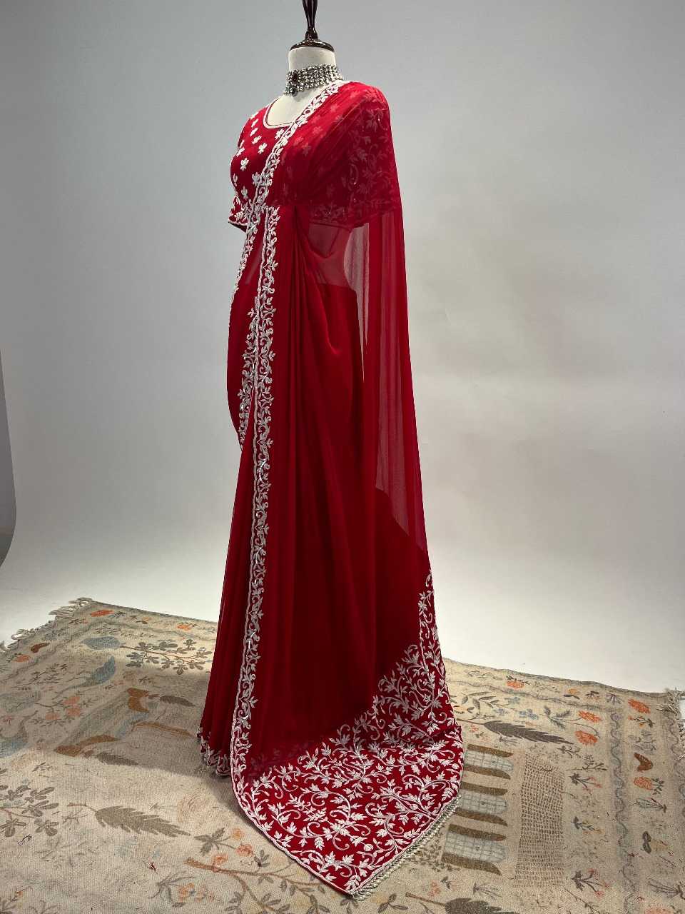 YNF JIMMY CHOO RIN134 314 WHOLESALE JIMMY CHOO FANCY RED SAREE MANUFACTURE