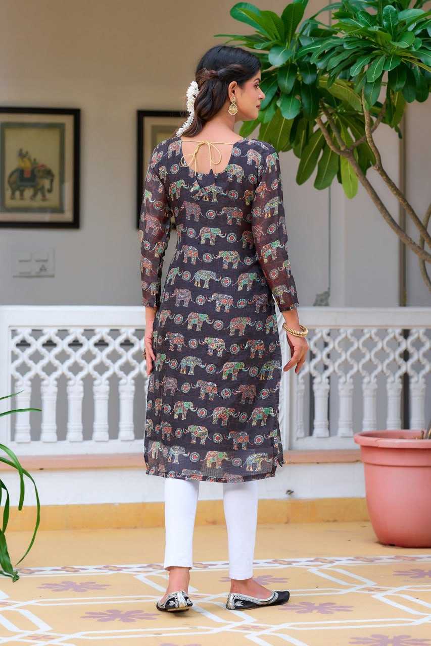 YNF KOTA CHEX KESH243 1032 KURTIS WHOLESALE LONG PRINTED BLACK KURTIS MANUFACTURER