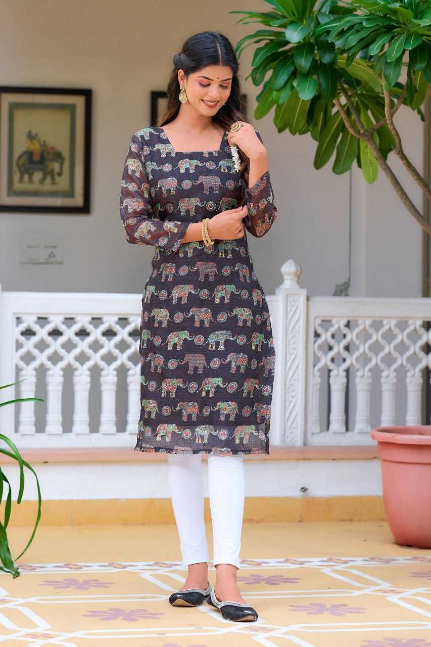 YNF KOTA CHEX KESH243 1032 KURTIS WHOLESALE LONG PRINTED BLACK KURTIS MANUFACTURER