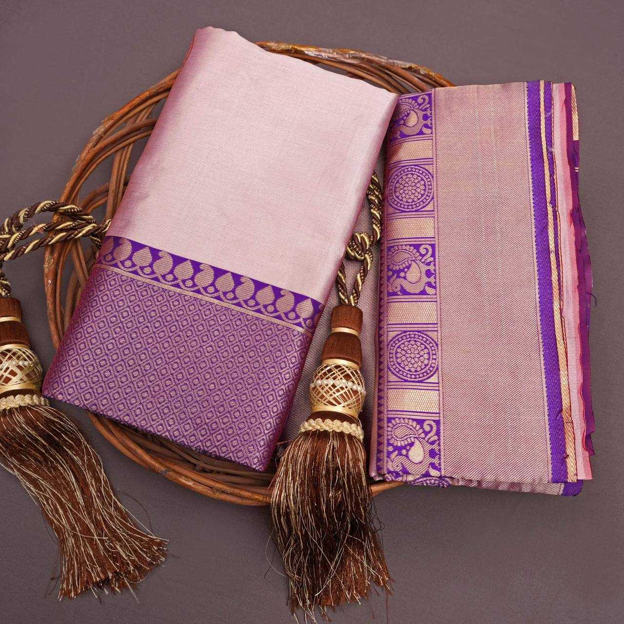 YNF LICHI SILK RIN179 775 SILK SAREES WHOLESALE BANARASI SILK ZARI BORDER SILK PURPLE SILK SAREES MANUFACTURER