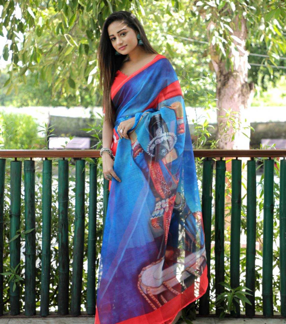 YNF LINEN KESH223 167 SAREES WHOLESALE TRADITIONAL PRINTED LINEN SAREES MANUFACTURER