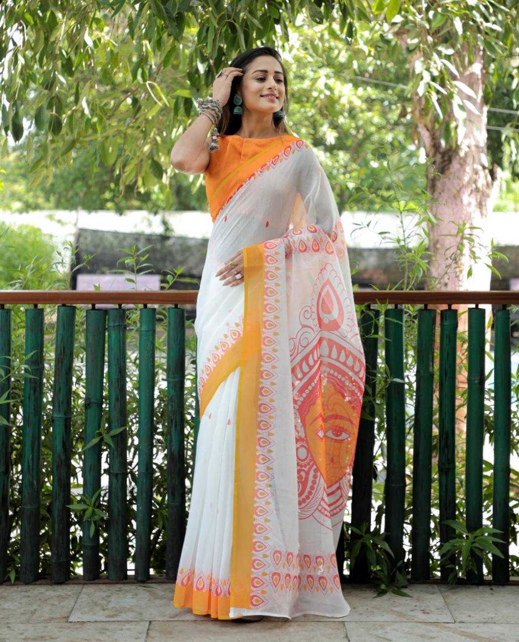 YNF LINEN KESH223 167 SAREES WHOLESALE TRADITIONAL PRINTED LINEN SAREES MANUFACTURER