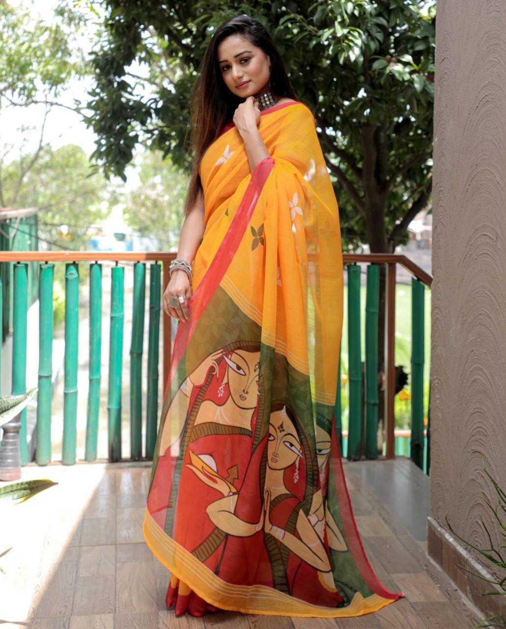 YNF LINEN KESH223 167 SAREES WHOLESALE TRADITIONAL PRINTED LINEN SAREES MANUFACTURER