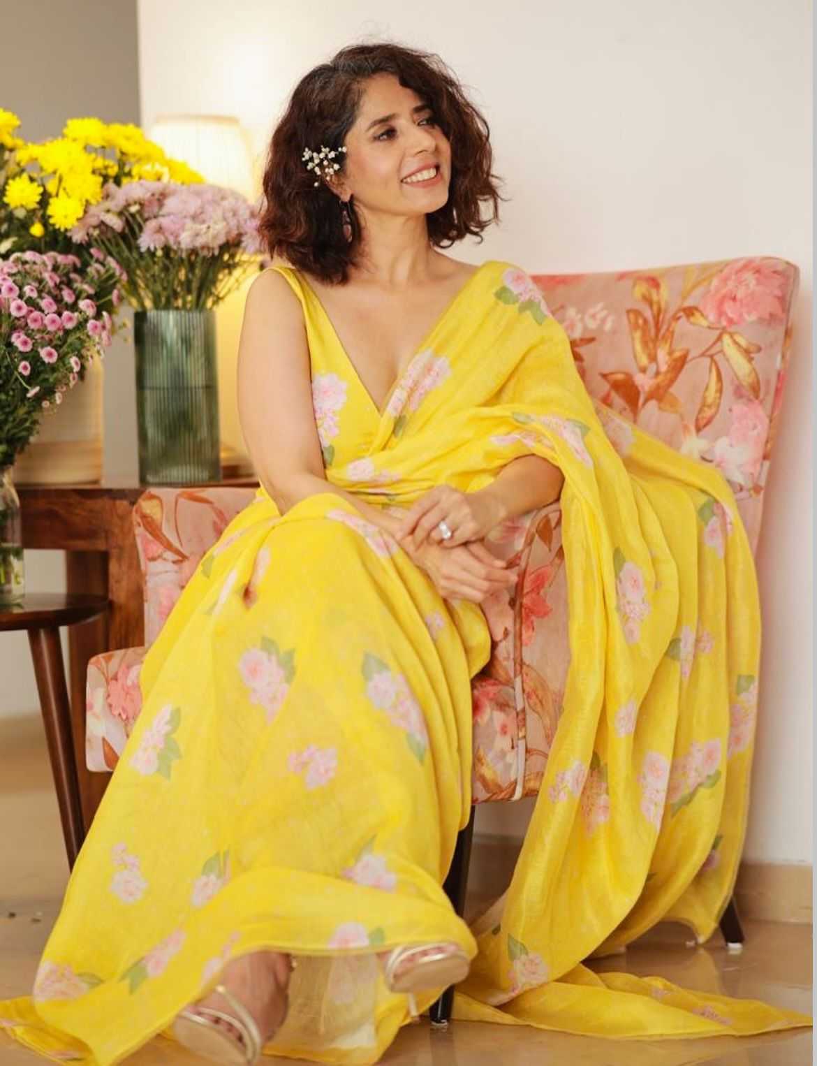 YNF LINEN KESH223 505 SAREES WHOLESALE YELLOW PRINTED LINEN SAREES MANUFACTURER