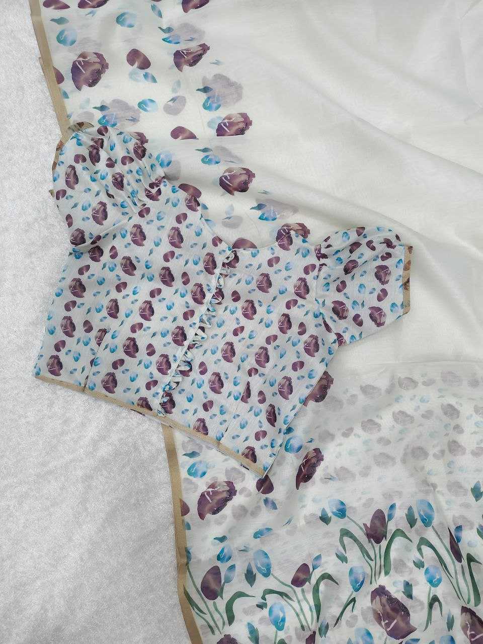 YNF LINEN RIN171 594 SAREES WHOLESALE PRINTED WHITE FLORAL LINEN SAREES MANUFACTURER