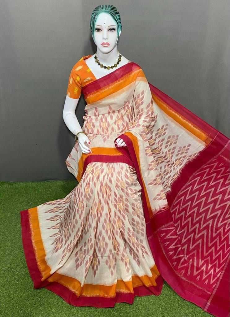 YNF LINEN SOFT RIN183 KUSUM SAREES WHOLESALE ZARI BORDER IKKAT SAREE PRINTED COTTON LINEN SAREES MANUFACTURER 