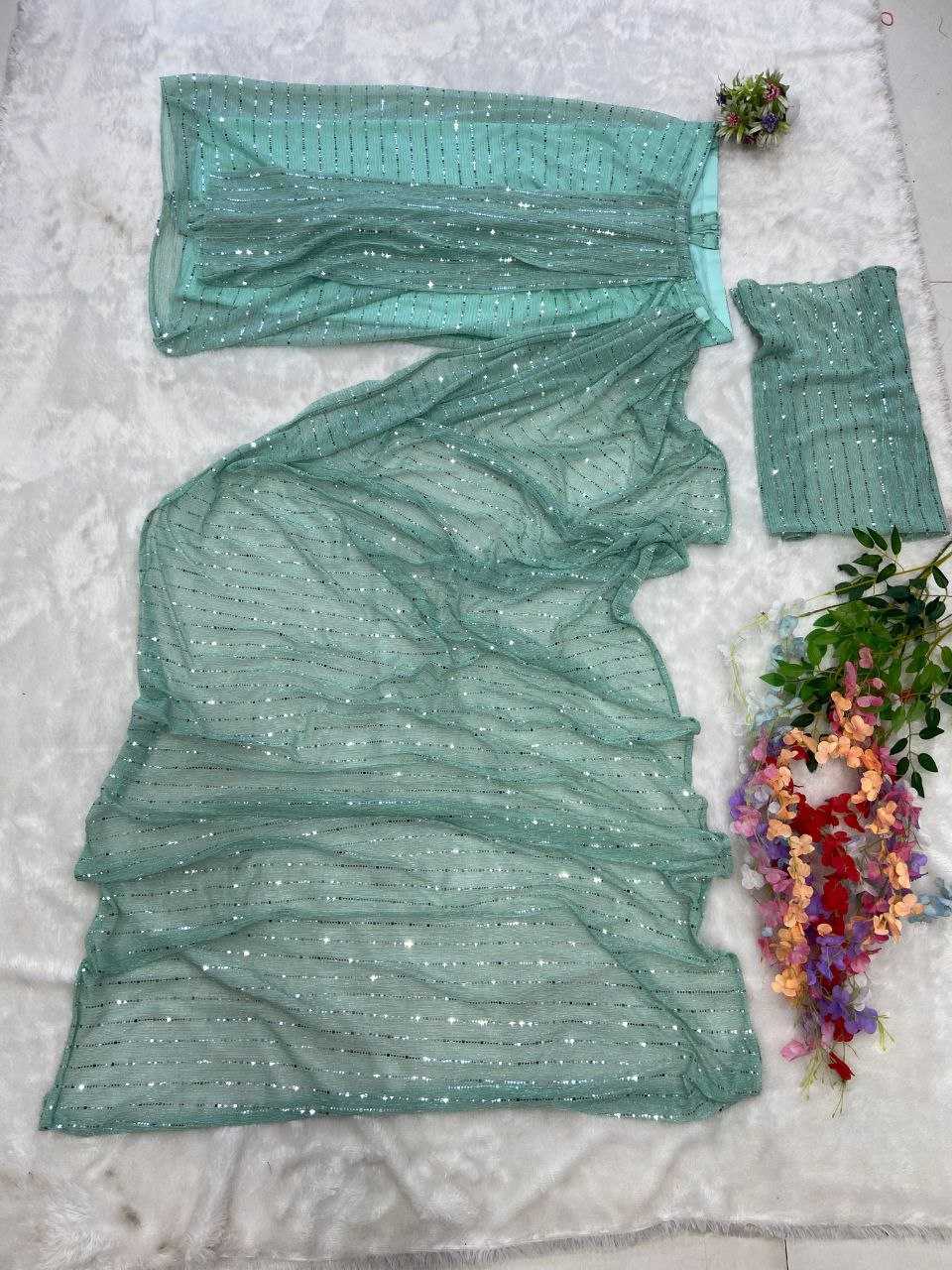 YNF NET RIN121 886 SAREES WHOLESALE GEORGETTE PARTY WEAR READY TO WEAR NET SAREES MANUFACTURER