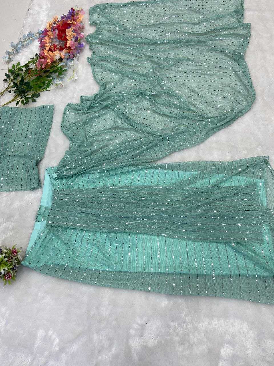 YNF NET RIN121 886 SAREES WHOLESALE GEORGETTE PARTY WEAR READY TO WEAR NET SAREES MANUFACTURER