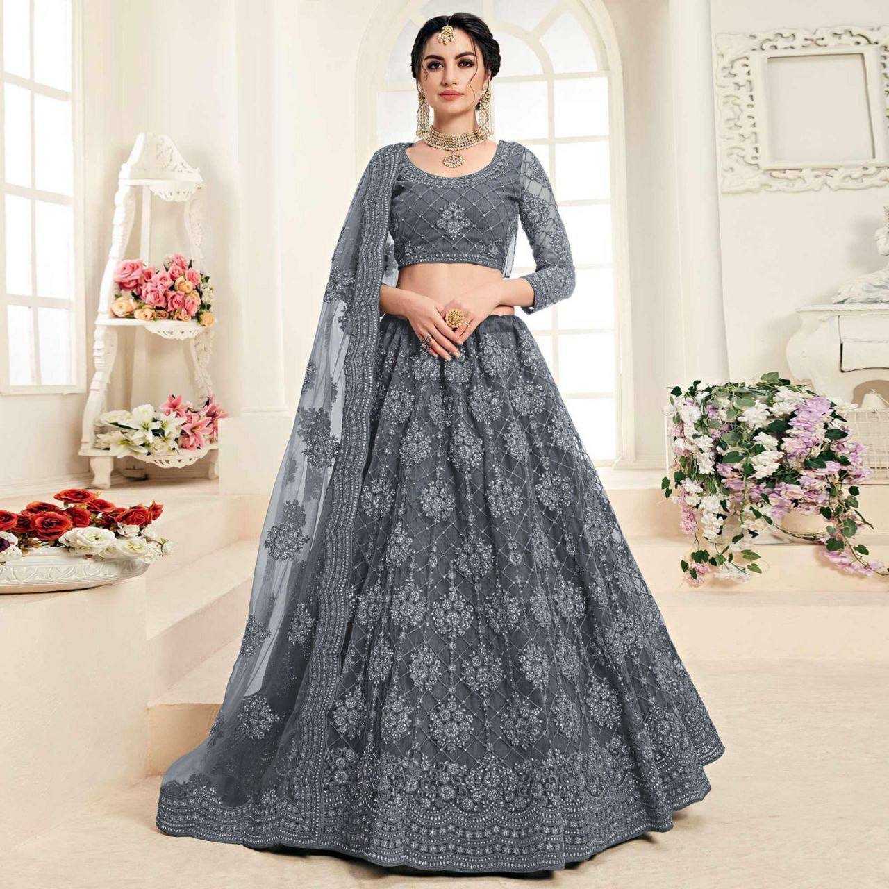 YNF NETRIN156 1063 LEHENHGA WHOLESALE NET WEDDING DESIGNER LEHENGA MANUFACTURER