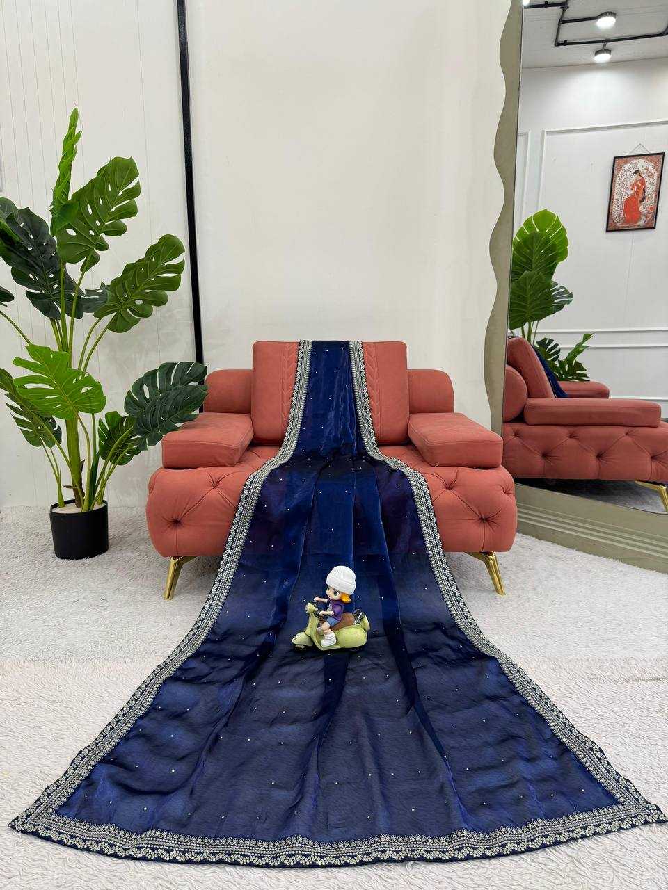 YNF ORGANZA SILK RIN133 538 SAREES WHOLESALE TRADITIONAL ORGANZA FANCY BLUE SILK SAREES MANUFACTURER