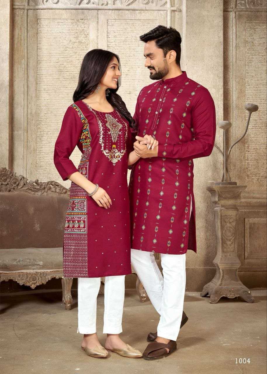 YNF PURE COTTO KESH246 Couple Dream V-4 COUPLE WEAR WHOLESALE MENS KURTA PAYJAM & FEMALE KURTIS BOTTOM MANUFACTURER