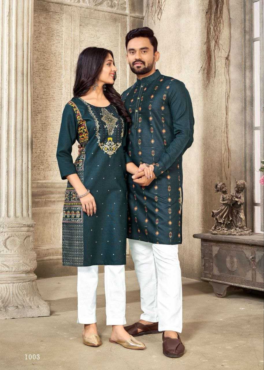 YNF PURE COTTO KESH246 Couple Dream V-4 COUPLE WEAR WHOLESALE MENS KURTA PAYJAM & FEMALE KURTIS BOTTOM MANUFACTURER