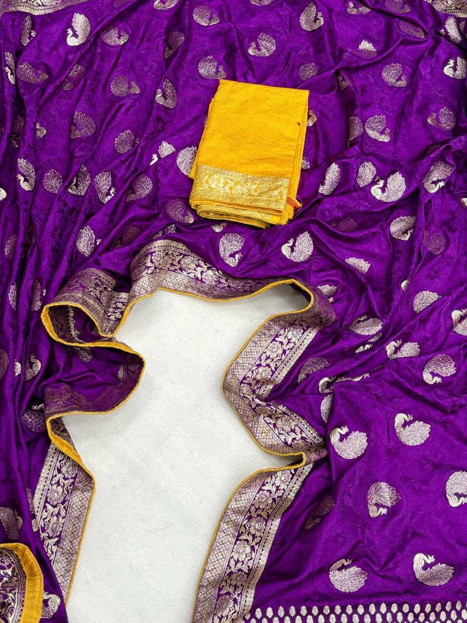 YNF SATIN SILK KESH213 RIN10 SAREES WHOLESALE ZARI BORDER PURPLE SATIN SILK SAREES MANUFACTURER