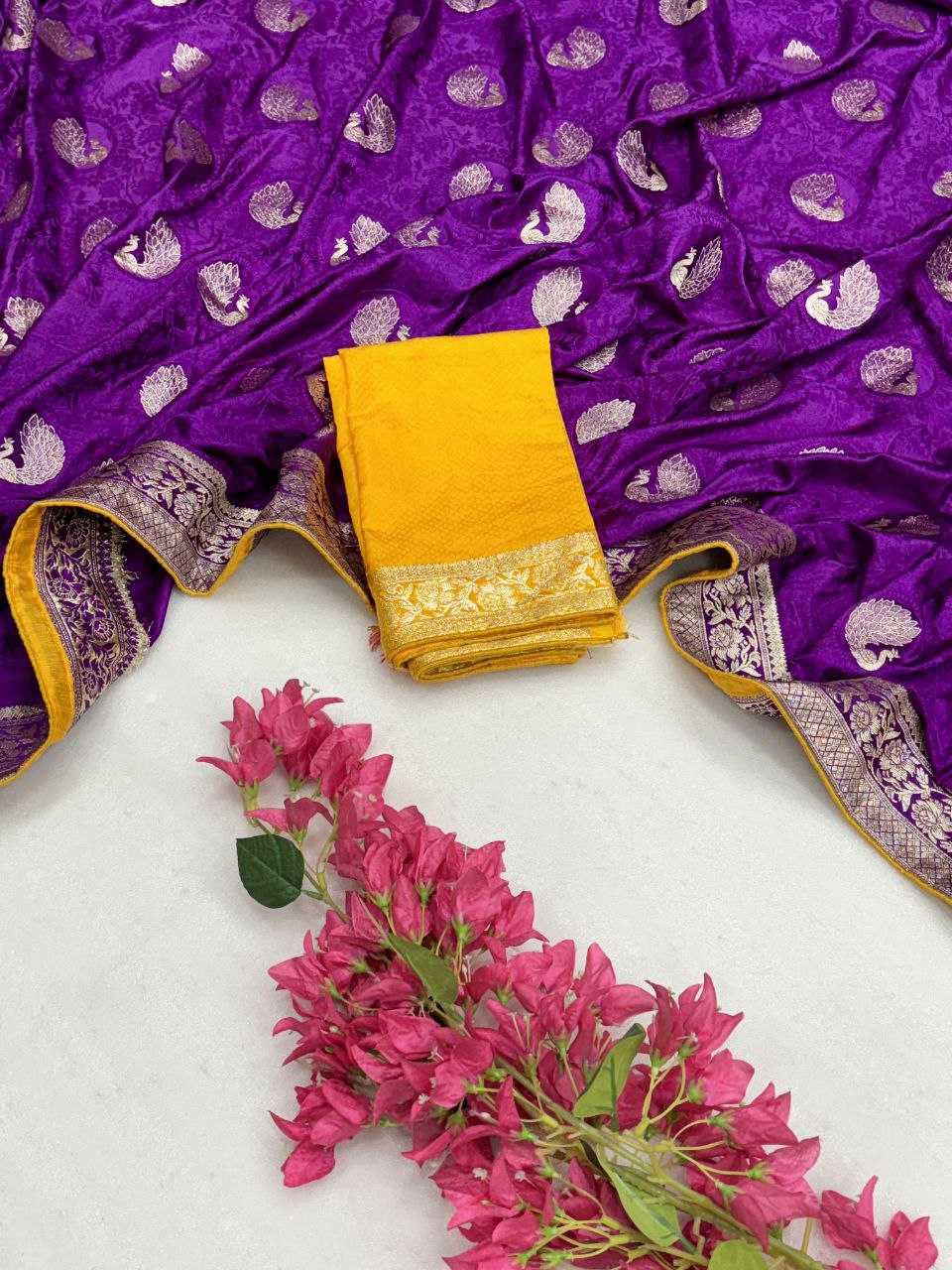 YNF SATIN SILK KESH213 RIN10 SAREES WHOLESALE ZARI BORDER PURPLE SATIN SILK SAREES MANUFACTURER