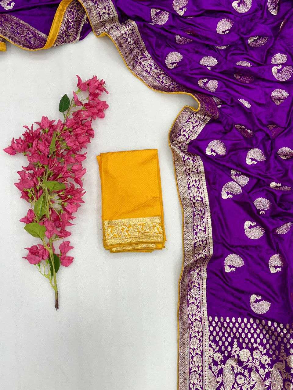 YNF SATIN SILK KESH213 RIN10 SAREES WHOLESALE ZARI BORDER PURPLE SATIN SILK SAREES MANUFACTURER