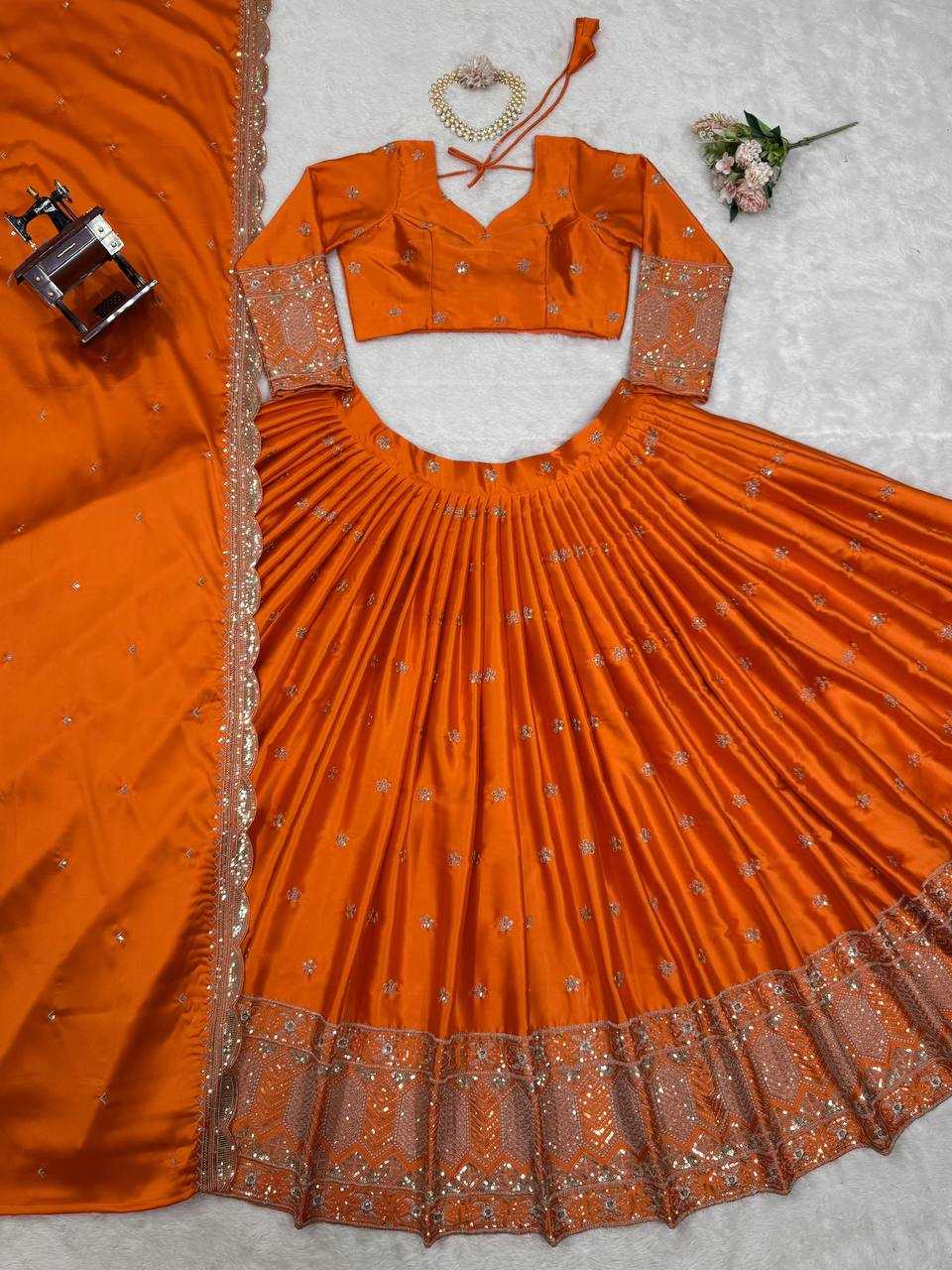 YNF SATIN SILK RIN162 308 LEHENGAS WHOLESALE WEDDING SILK DESIGNER SEQUINS LEHENGAS WITH DUPATTA AND BLOUSE MANUFACTURER