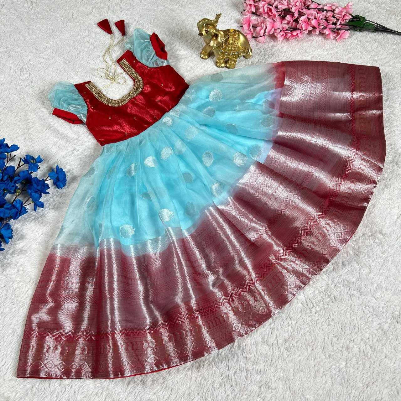 YNF SILK KESH109 RRK102 KIDS WEAR WHOLESALE KIDS WEDDING DESIGNER FESTIVEL GOWN MANUFACTURER