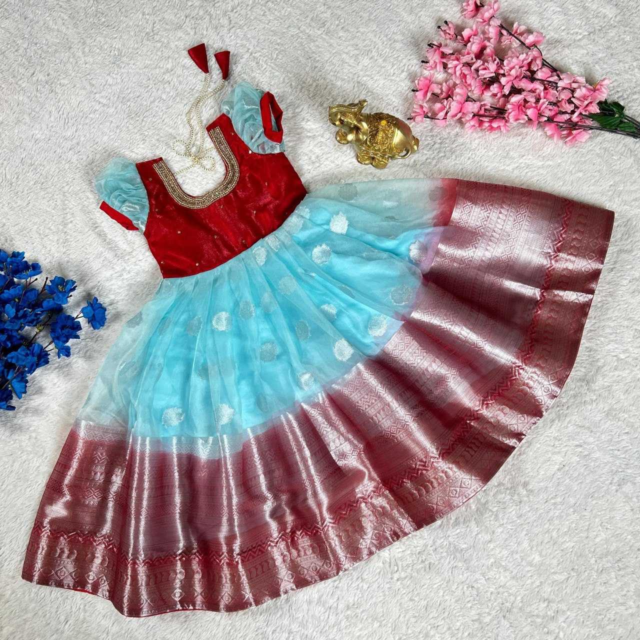 YNF SILK KESH109 RRK102 KIDS WEAR WHOLESALE KIDS WEDDING DESIGNER FESTIVEL GOWN MANUFACTURER