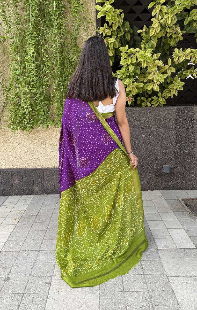 YNF SILK KESH117 RWC31 SAREES WHOLESALE BANDHANI PURPLE SILK ZARI BORDER SAREES MANUFACTURER