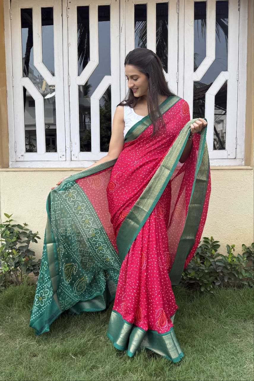 YNF SILK KESH117 RWC43 SAREES WHOLESALE SILK ZARI BORDER BANDHANI PINK FESTIVE SAREES MANUFACTURER