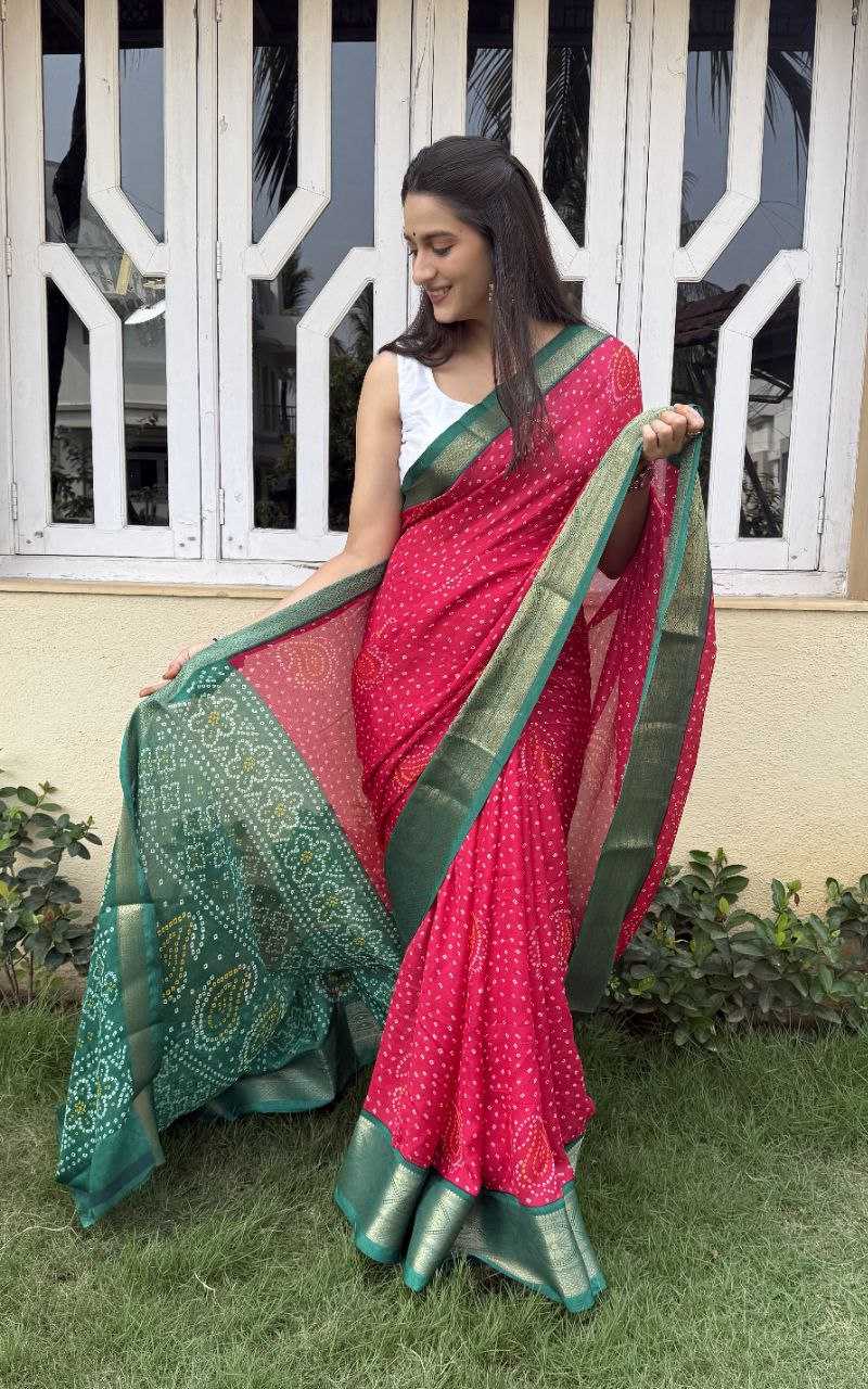 YNF SILK KESH117 RWC43 SAREES WHOLESALE SILK ZARI BORDER BANDHANI PINK FESTIVE SAREES MANUFACTURER