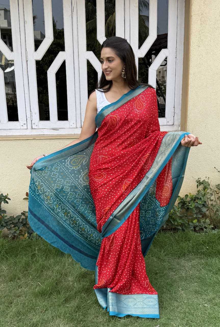 YNF SILK KESH117 RWC46 SAREES WHOLESALE SILK ZARI BORDER BANDHANI RED FESTIVE SAREES MANUFACTURER