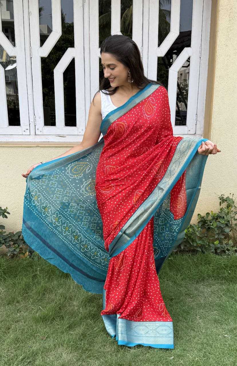 YNF SILK KESH117 RWC46 SAREES WHOLESALE SILK ZARI BORDER BANDHANI RED FESTIVE SAREES MANUFACTURER