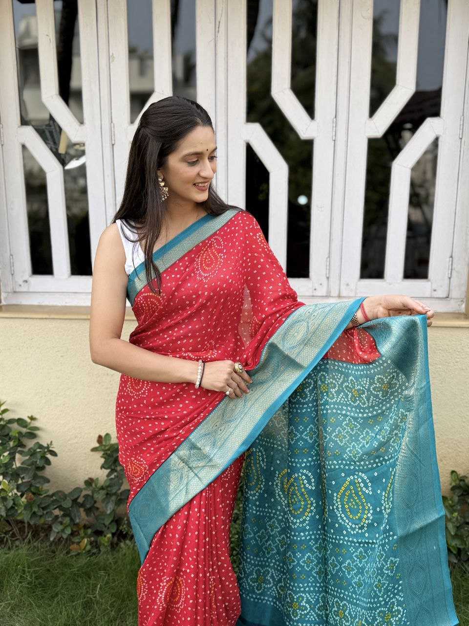 YNF SILK KESH117 RWC46 SAREES WHOLESALE SILK ZARI BORDER BANDHANI RED FESTIVE SAREES MANUFACTURER