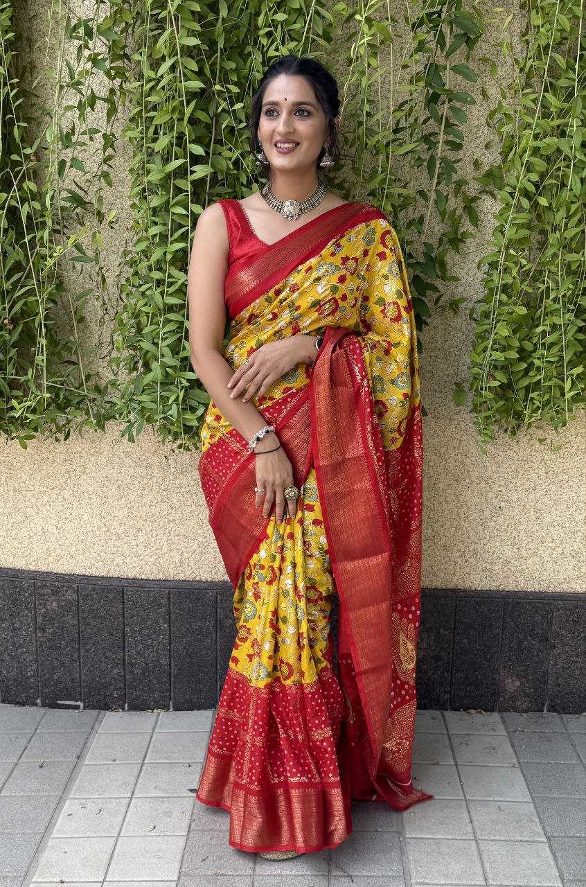 YNF SILK KESH117 RWC77 SAREES WHOLESALE YELLOW JACQUARD SILK PRINTED SAREES MANUFACTURER