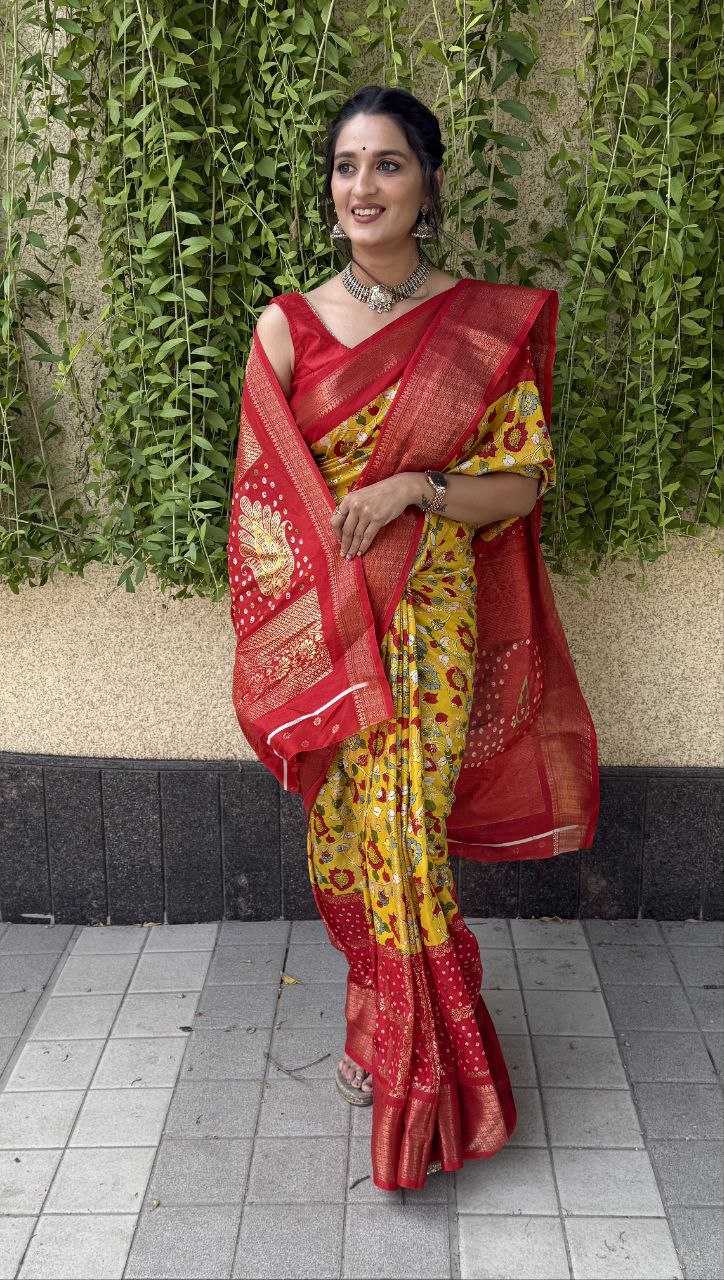 YNF SILK KESH117 RWC77 SAREES WHOLESALE YELLOW JACQUARD SILK PRINTED SAREES MANUFACTURER