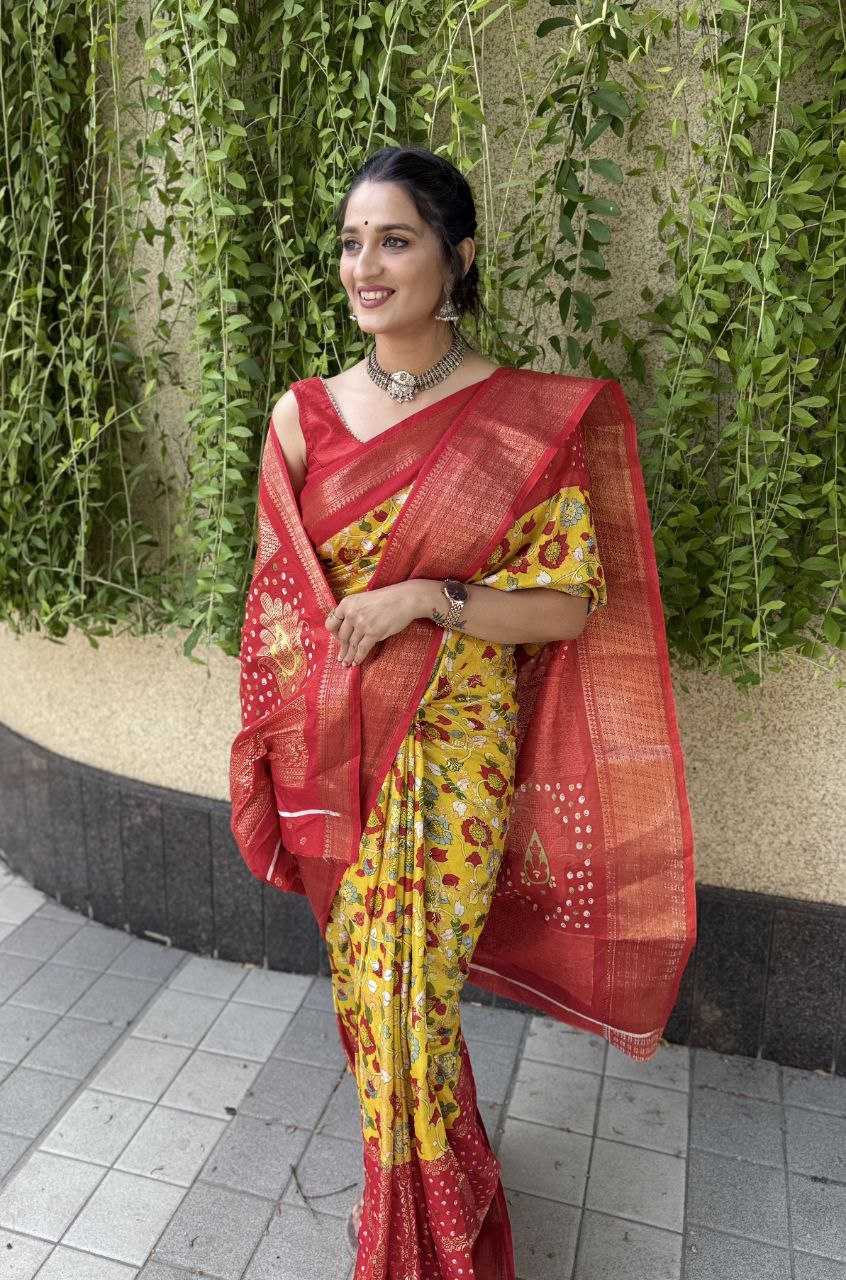 YNF SILK KESH117 RWC77 SAREES WHOLESALE YELLOW JACQUARD SILK PRINTED SAREES MANUFACTURER