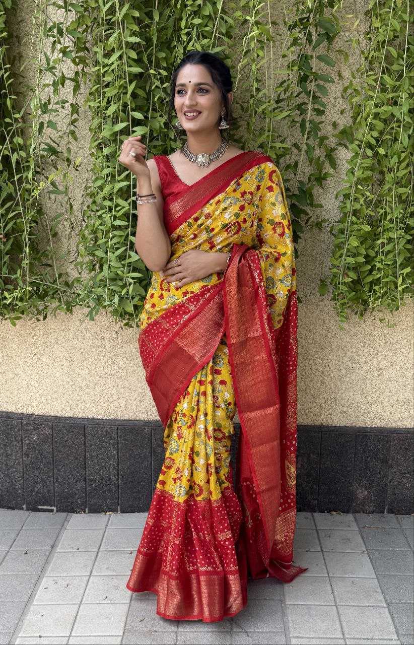 YNF SILK KESH117 RWC77 SAREES WHOLESALE YELLOW JACQUARD SILK PRINTED SAREES MANUFACTURER