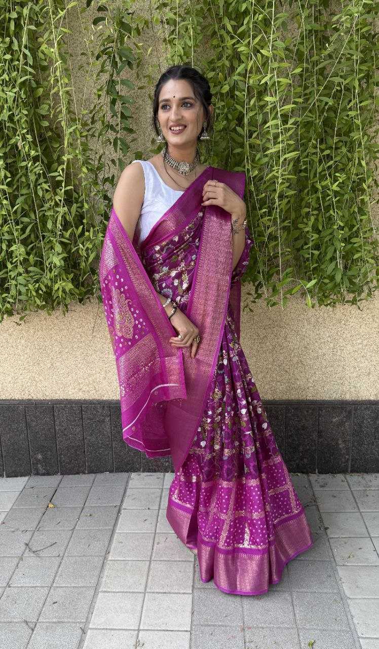 YNF SILK KESH117 RWC78 SAREES WHOLESALE PURPLE PRINTED JACQUARD SILK SAREES MANUFACTURER