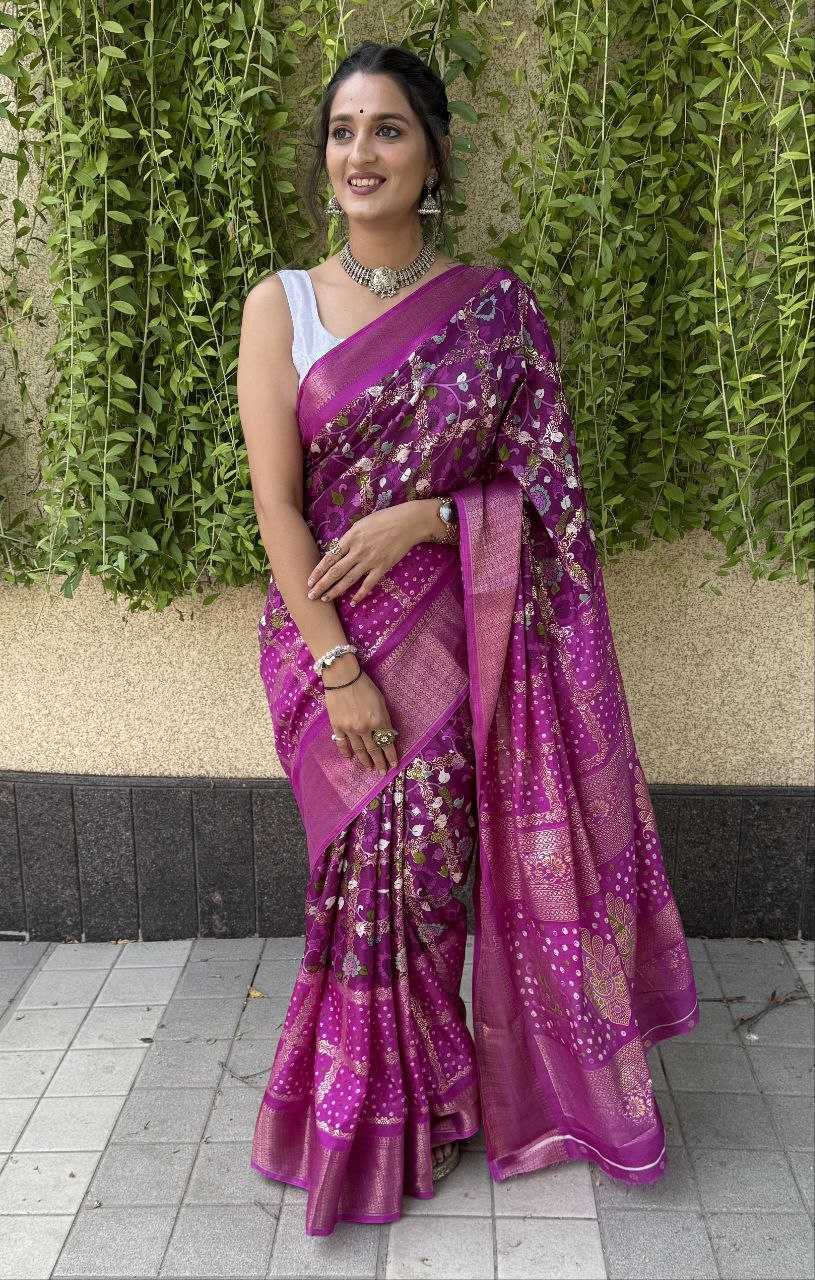 YNF SILK KESH117 RWC78 SAREES WHOLESALE PURPLE PRINTED JACQUARD SILK SAREES MANUFACTURER