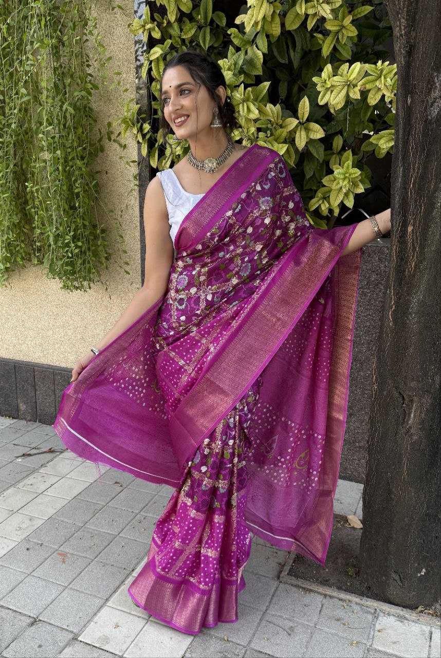 YNF SILK KESH117 RWC78 SAREES WHOLESALE PURPLE PRINTED JACQUARD SILK SAREES MANUFACTURER