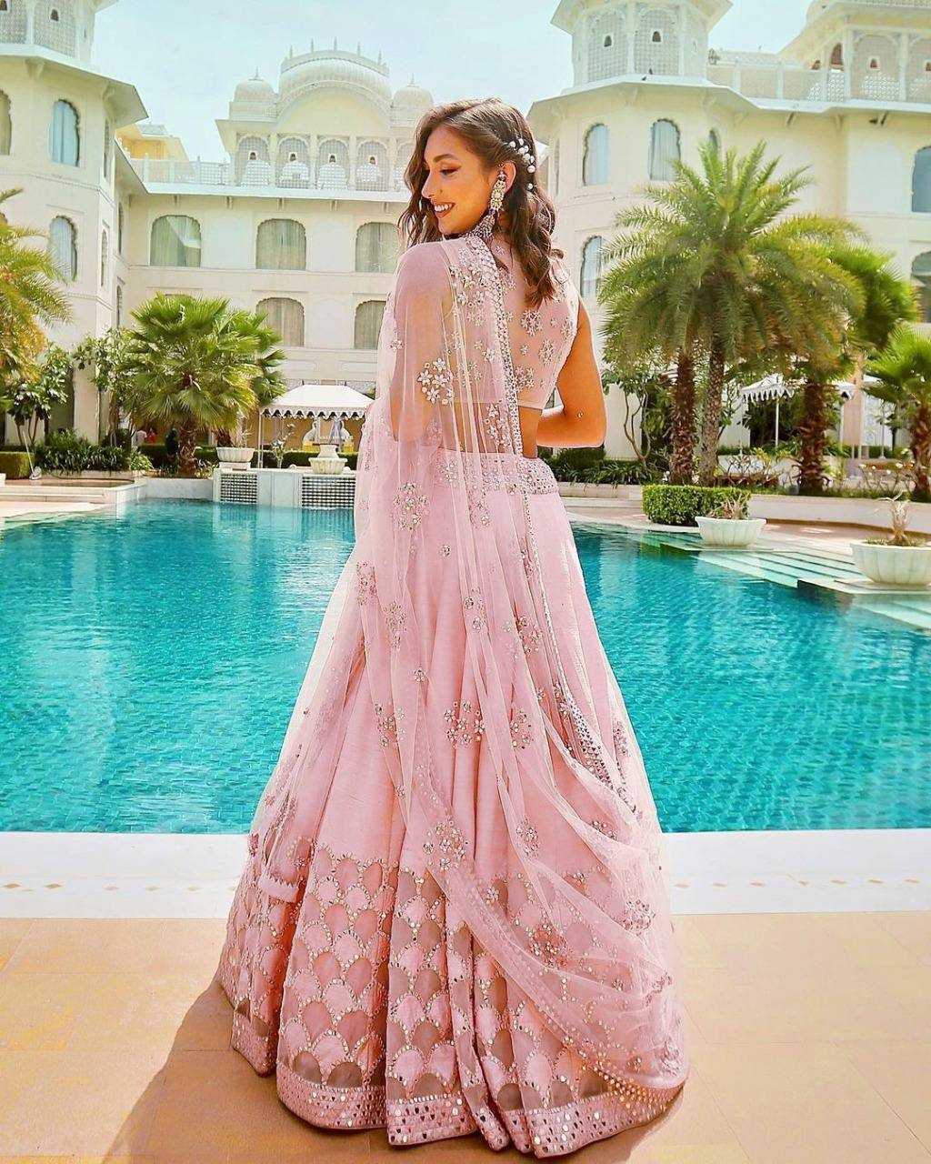 YNF SOFT SILK RIN131 2229 LEHENGAS WHOLESALE SILK WEDDING EMBROIDERED DESIGNER PINK LEHENGAS MANUFACTURER