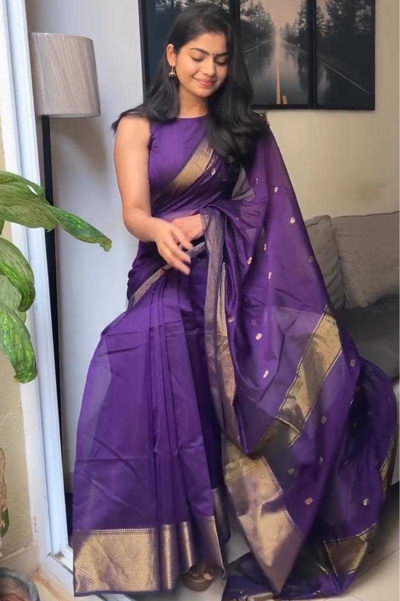 YNF SOFT SILK RIN179 750 SAREES WHOLESALE ZARI BORDER PURPLE LINEN SILK SAREES MANUFACTURER