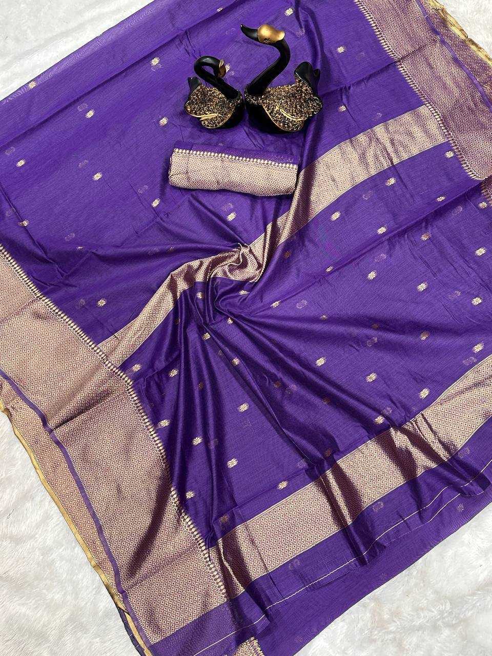 YNF SOFT SILK RIN179 750 SAREES WHOLESALE ZARI BORDER PURPLE LINEN SILK SAREES MANUFACTURER