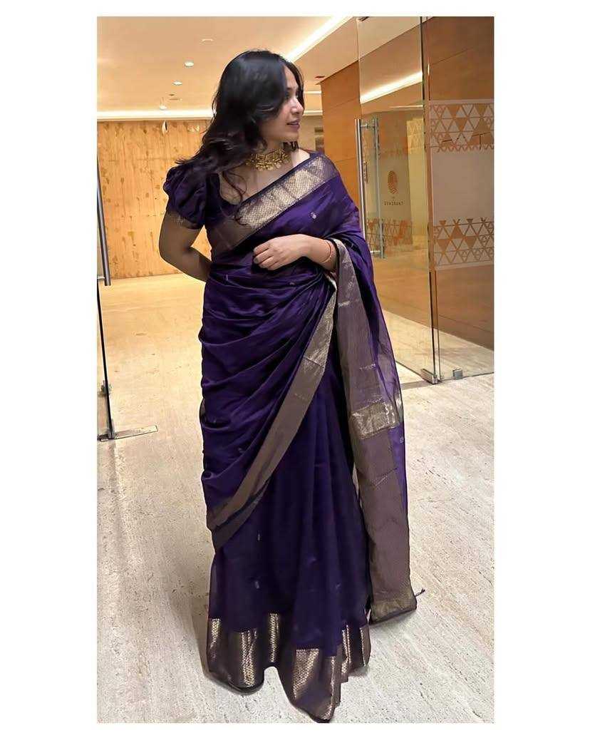 YNF SOFT SILK RIN179 750 SAREES WHOLESALE ZARI BORDER PURPLE LINEN SILK SAREES MANUFACTURER