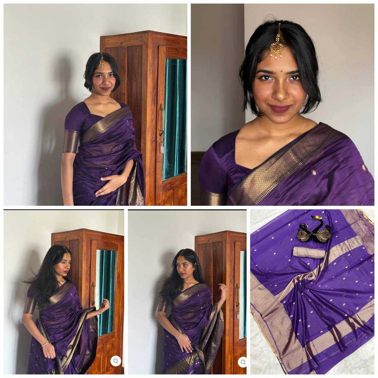 YNF SOFT SILK RIN179 750 SAREES WHOLESALE ZARI BORDER PURPLE LINEN SILK SAREES MANUFACTURER