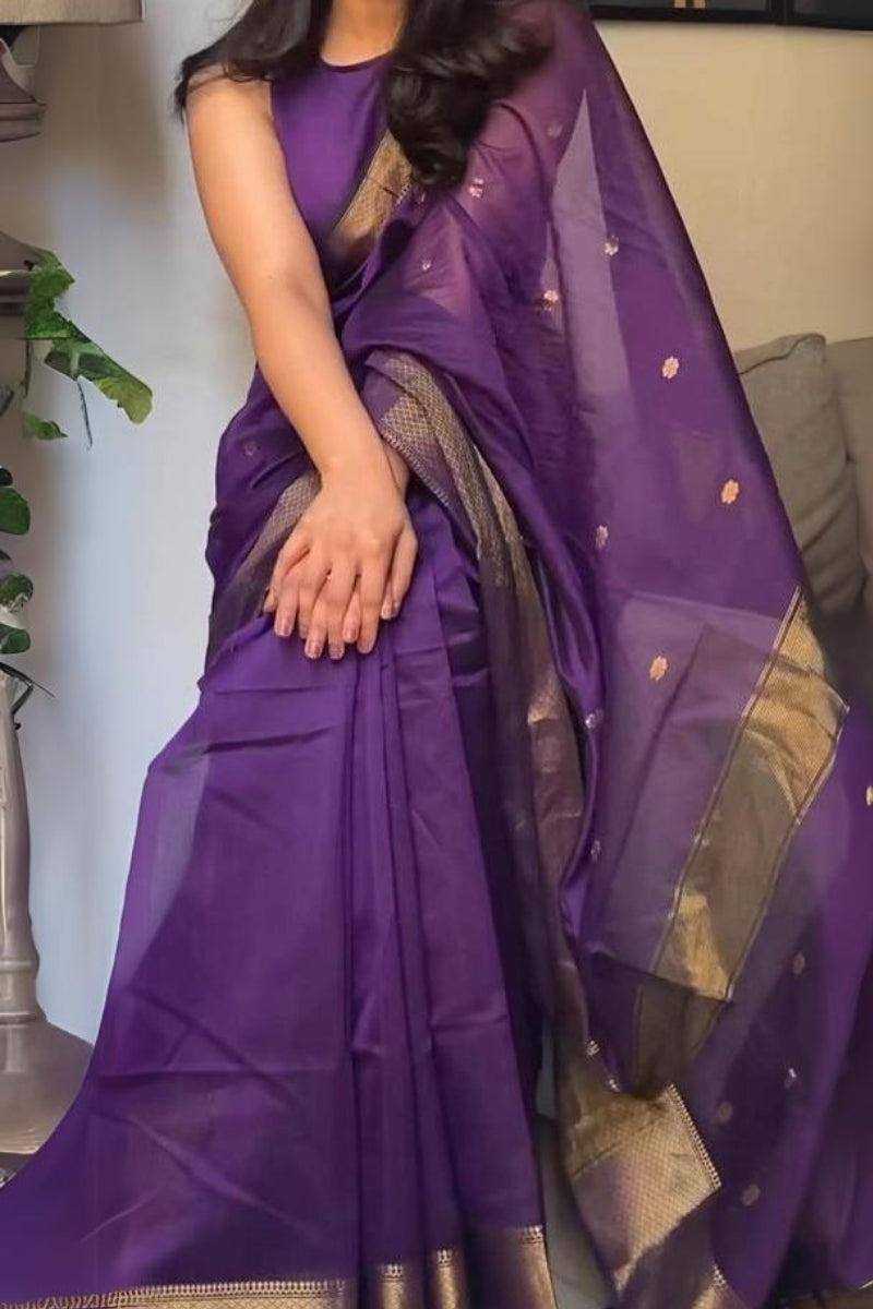 YNF SOFT SILK RIN179 750 SAREES WHOLESALE ZARI BORDER PURPLE LINEN SILK SAREES MANUFACTURER