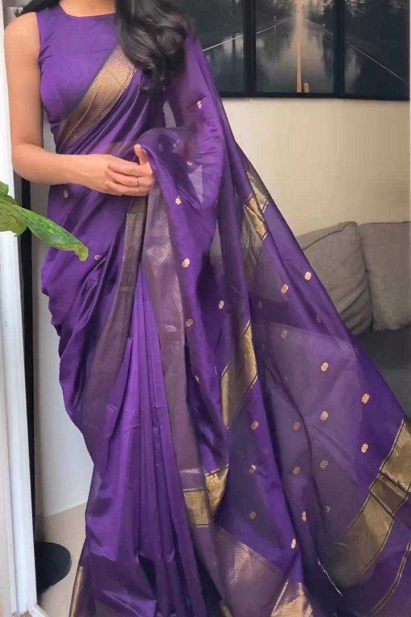 YNF SOFT SILK RIN179 750 SAREES WHOLESALE ZARI BORDER PURPLE LINEN SILK SAREES MANUFACTURER