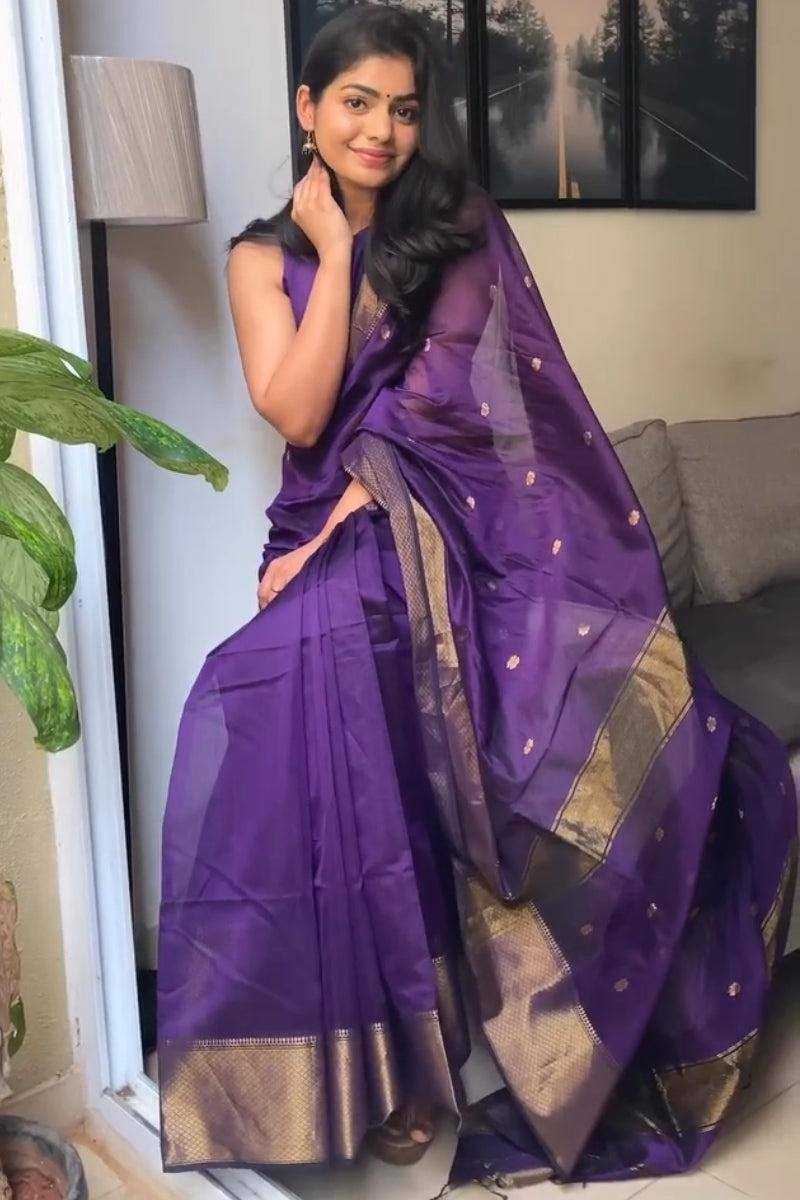 YNF SOFT SILK RIN179 750 SAREES WHOLESALE ZARI BORDER PURPLE LINEN SILK SAREES MANUFACTURER