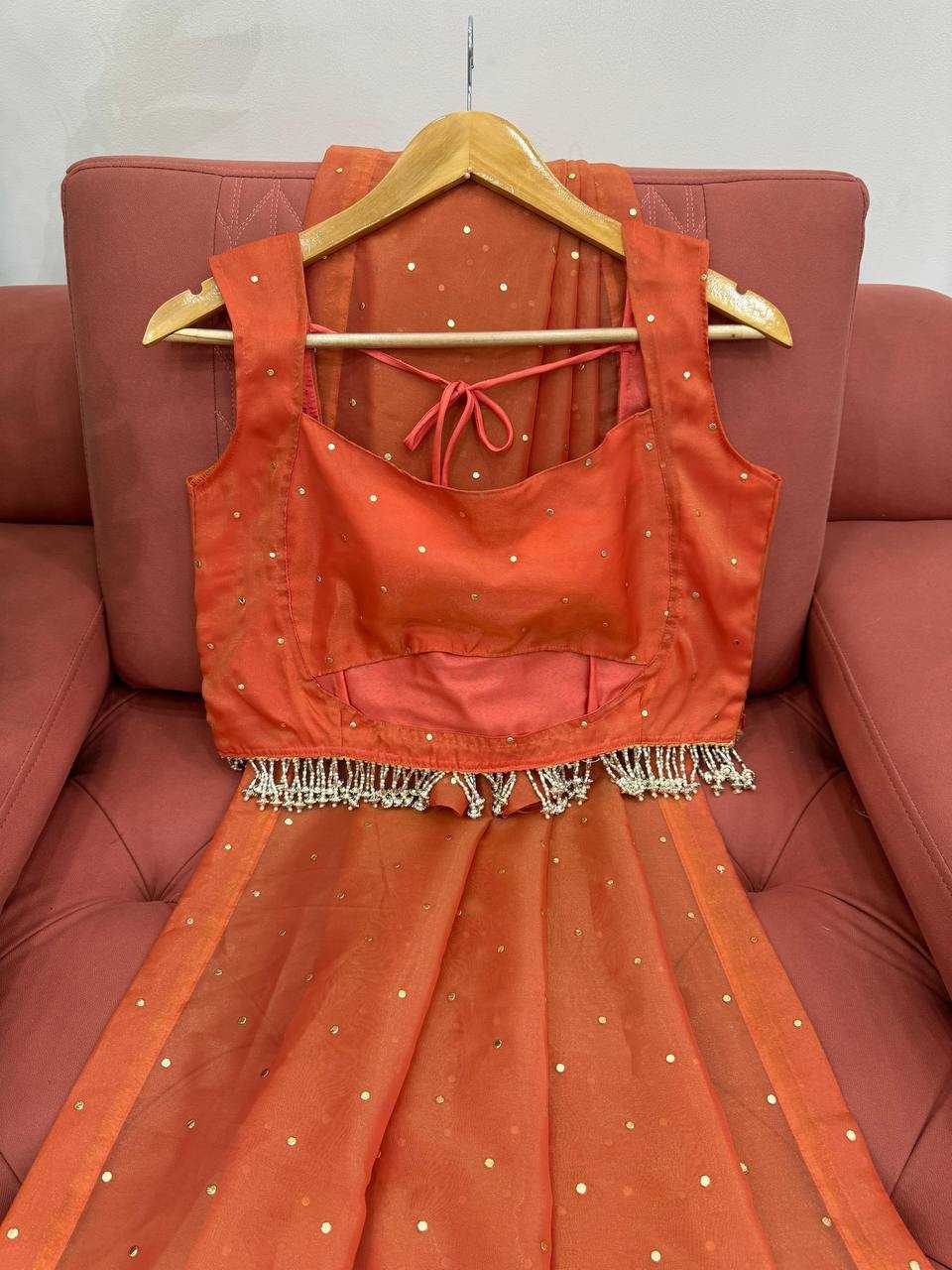 YNF TISSUE SILK RIN133 530 SAREES WHOLESALE PARTY WEAR TISSUE SILK LACE BORDER ORANGE SAREES MANUFACTURER