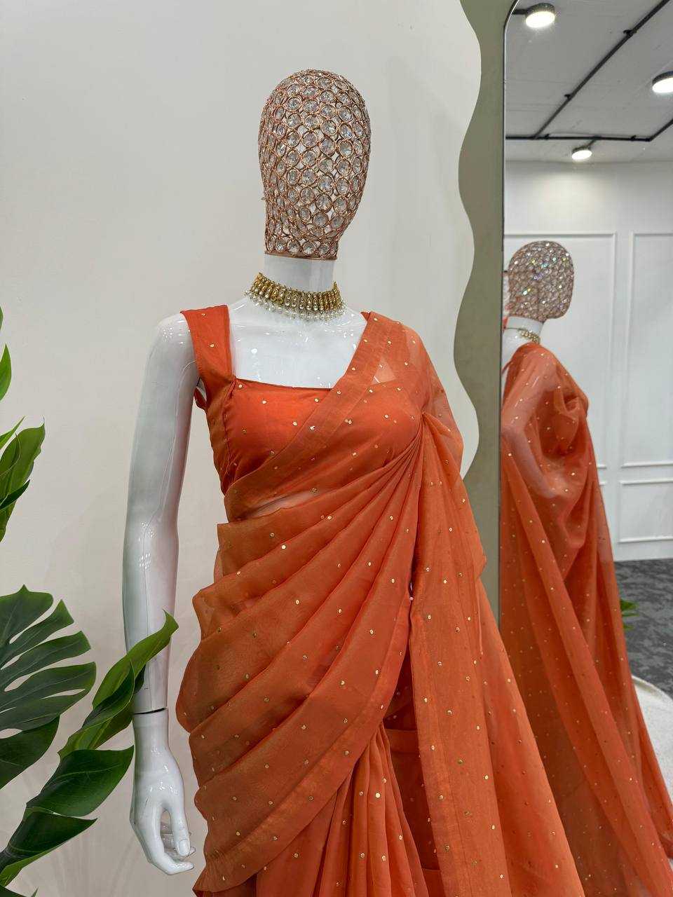 YNF TISSUE SILK RIN133 530 SAREES WHOLESALE PARTY WEAR TISSUE SILK LACE BORDER ORANGE SAREES MANUFACTURER