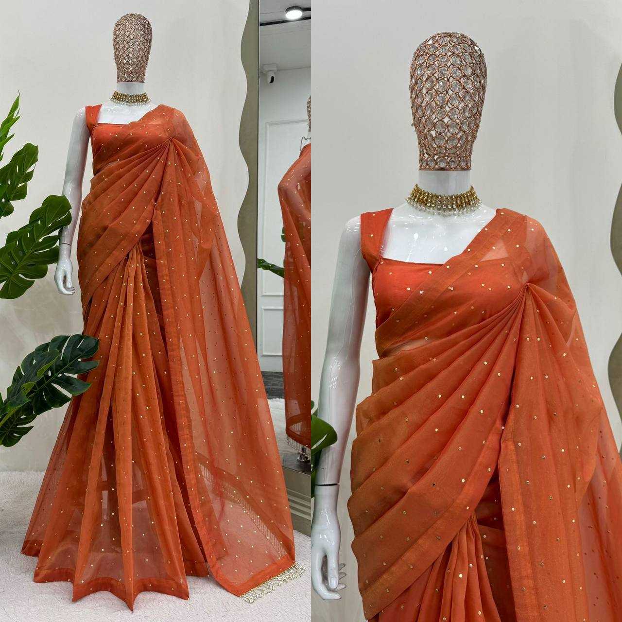 YNF TISSUE SILK RIN133 530 SAREES WHOLESALE PARTY WEAR TISSUE SILK LACE BORDER ORANGE SAREES MANUFACTURER